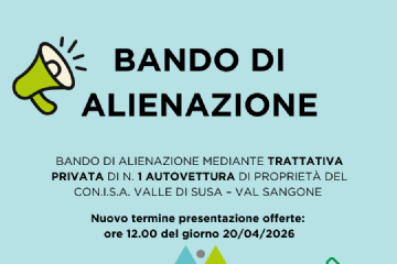 Bando di alienazione mediante trattativa privata di n. 1 autovettura di proprietà del Con.I.S.A. Valle di Susa | Val Sangone